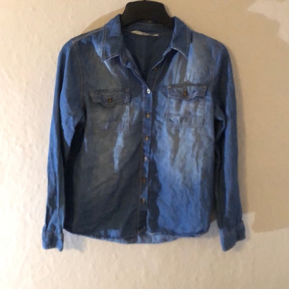 Denim Button Up Blouse - Picture 2 of 11